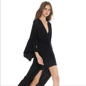Misa Los Angeles Teget Twisted Long Maxi Dress Long Sleeve Black Size XS NWT